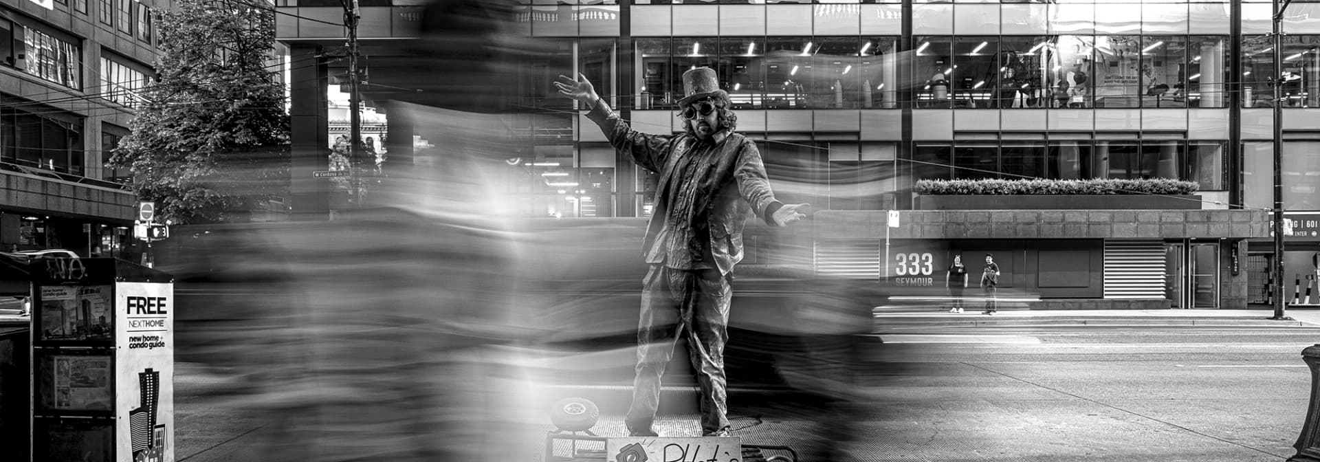 Epitome collection hero — decisive-moment Vancouver street photography by Miguel Franco, raw and unguarded urban frames on 16mm.